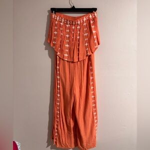 Sincerely Jules Orange Strapless Jumper with White Stitching